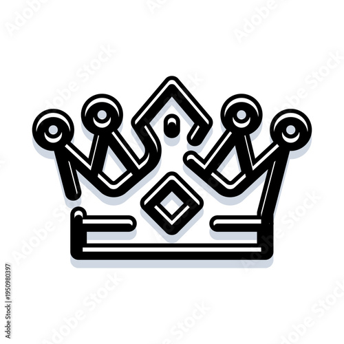 Royal crown featuring a simple outline design with a subtle shadow, representing concepts of wealth, leadership, authority, victory, and exclusive status