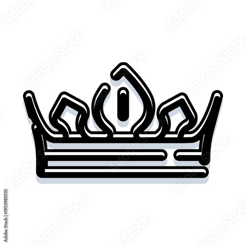 Crown icon symbolizing success, luxury, monarchy and leadership, with bold outline and shadow for a modern, clean graphic ideal for premium, elegant and victorious concepts