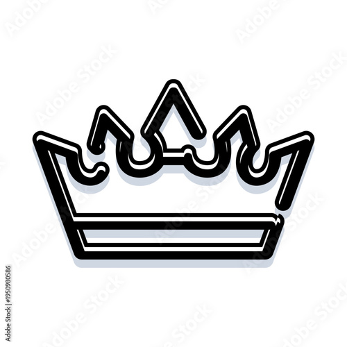 Crown line art icon with a subtle shadow design symbolizing concepts of monarchy, leadership, success, luxury, and prestige on a clean white background