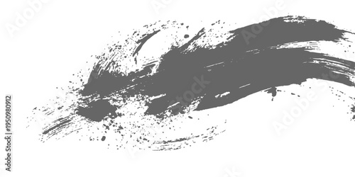 Abstract artistic gray brushstroke, capturing raw energy and creative expression, offering a textured surface suitable for graphic design.