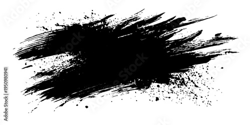 Abstract black paint stroke. The image of the painting and art in the dark color style.