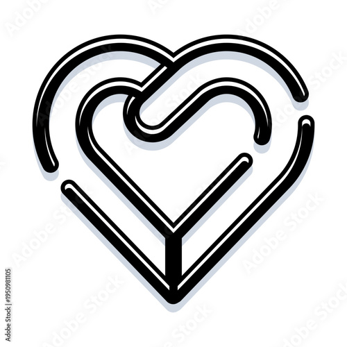 Heart shape forming a complex maze, symbolizing the intertwining paths and challenges in discovering love, connection, and emotional bonds within relationships