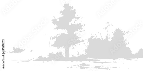 Abstract a silhouette of tree on horizon evokes a sense of calm and the boundless expanse of the natural world.