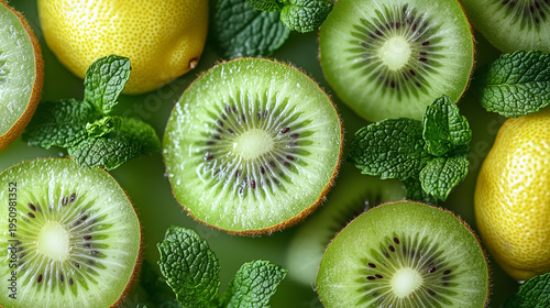 Vibrant Kiwi Lemon Mint Background with Fresh Green Yellow Gradient