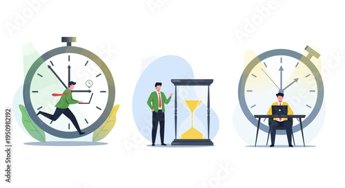 Time management and productivity concepts with business professionals