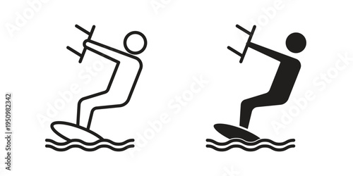 Kitesurf sign for web apps, mobile apps. Graphic element illustration