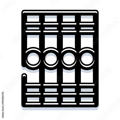 Vector illustration of a collection of ring binders on a shelf, symbolizing organization, archiving, education, and the secure storage of important information, data, and literature