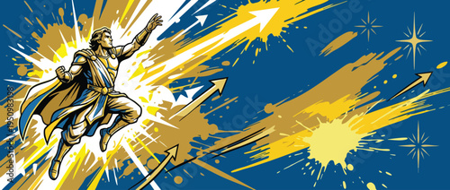 Ascension Day Image with Male Figure and Abstract Design