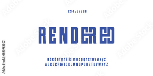 Digital modern alphabet font. Creative abstract urban, futuristic, fashion, sport, minimal technology typography.  Simple vector illustration with number