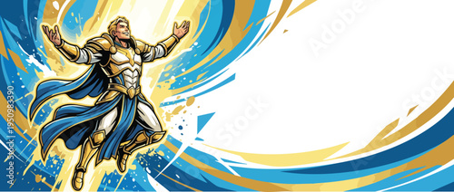 Ascension Day Symbol Dynamic Heroic Pose for Celebration