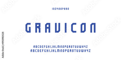 Digital modern alphabet font. Creative abstract urban, futuristic, fashion, sport, minimal technology typography.  Simple vector illustration with number