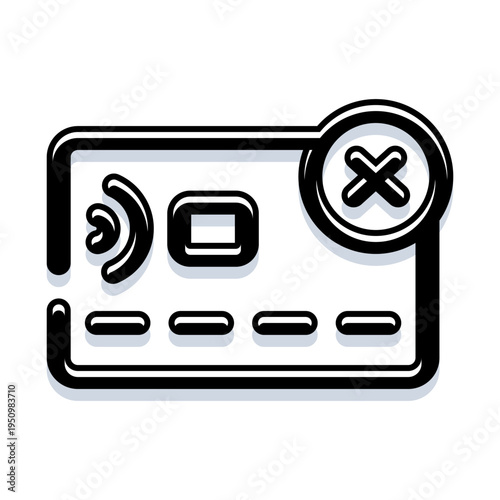 Credit card refusing a transaction, showing a clear error or declined payment symbol, illustrating financial issues or banking problems in a minimalist style