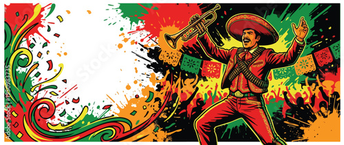 Mariachi Leader Celebrating Cinco De Mayo Fiesta with Dynamic Music