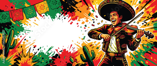 Cinco De Mayo Mariachi Player Celebrates with Violin
