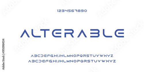 Digital modern alphabet font. Creative abstract urban, futuristic, fashion, sport, minimal technology typography.  Simple vector illustration with number