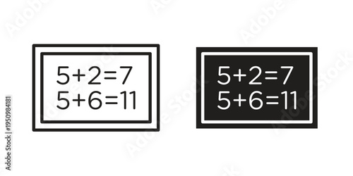 Math class icon for web apps, mobile apps. Graphic element illustration