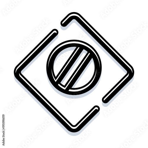 Prohibition symbol indicating forbidden entry or restricted access, conveying a concept of warning, privacy, and unauthorized zones, presented in a clean black and white graphic design