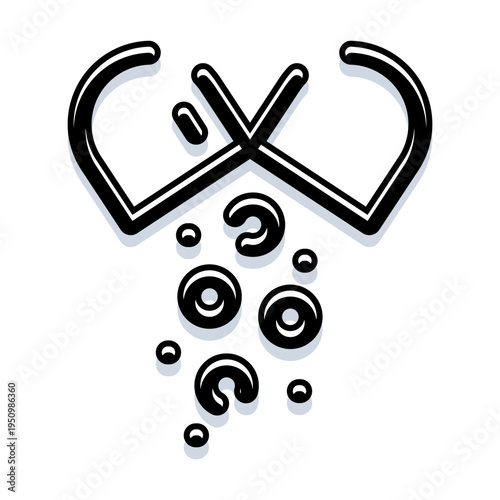 Medicine pill capsule icon design featuring abstract shapes falling, representing dosage, supplements, and pharmaceutical healthcare concept for medical use