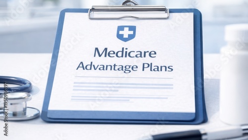 Evaluating medicare advantage plans healthcare office informational document professional setting close-up view health coverage insights