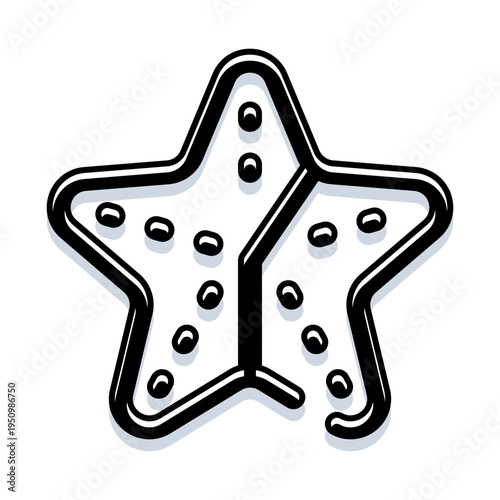 Starfish, a simple marine animal, illustrated with a clean black outline and textured dots, depicting ocean life and nautical themes in an easily recognizable graphic style