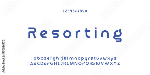 Digital modern alphabet font. Creative abstract urban, futuristic, fashion, sport, minimal technology typography.  Simple vector illustration with number