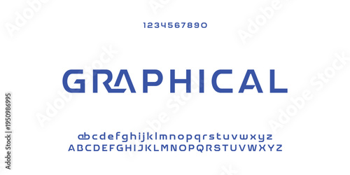 Digital modern alphabet font. Creative abstract urban, futuristic, fashion, sport, minimal technology typography.  Simple vector illustration with number