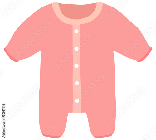 ピンク色のベビー服のイラスト 長袖 ベクター素材