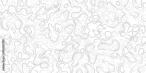 Abstract topographic map contour lines pattern on white background