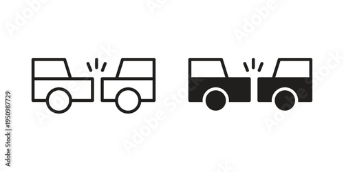 Rear end collision icon for web apps, mobile apps. Graphic element illustration