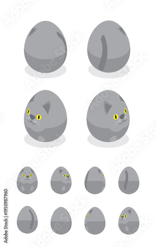Egg Cat British Shorthair Easter Isometric Spinning Animation Frame
