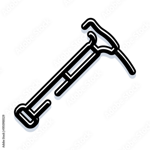 Ice axe with curved pick and sharp spike, essential mountaineering gear for glacier travel, winter sport ascents, icy slopes, expeditions and alpine safety equipment