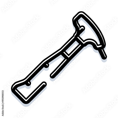 Jackhammer tool icon illustrating construction, demolition, drilling, and engineering concepts with a bold black outline and shadow on a white background