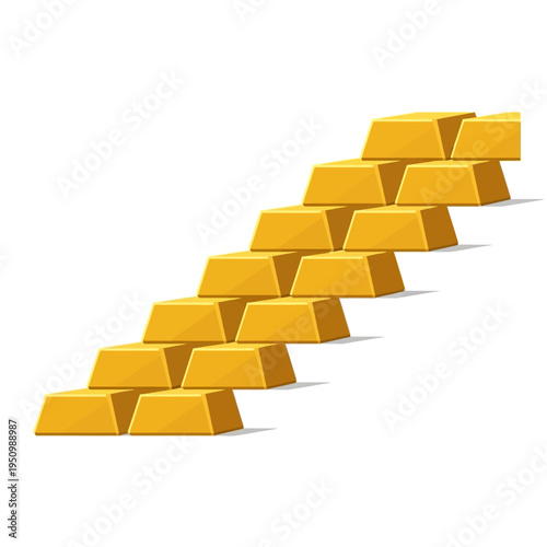 Financial Success and Wealth Growth Concept with Staircase Made of Gold Bullion Bars