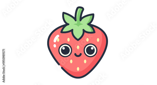 Cartoon strawberry with a cheerful expression and a charming smile ideal for conveying happiness and delight in a visual manner