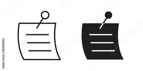 Sticky notes icon for web apps, mobile apps. Graphic element illustration