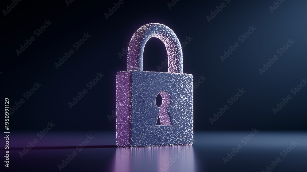 Fototapeta premium Digital lock symbolizing cybersecurity and data protection in a secure network environment