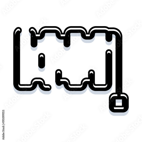 Abstract arabic alphabet letter lam icon or pictogram featuring a simple black outline with a drop shadow effect, perfect for design elements, communication, and education