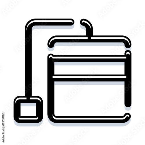 Ski chair lift icon depicting mountain transport for winter sports and alpine recreation, minimalist line art symbol ideal for apps, websites, resort signage and travel design concepts