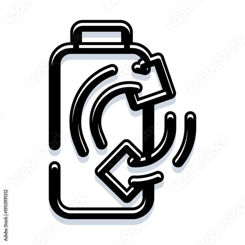 Battery icon with a recycling symbol featuring waves, representing ecological awareness, environmental care, and the importance of sustainability for energy and power management