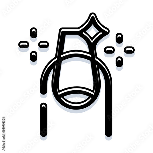 Clean fingernail receiving a polish treatment icon, minimalist line art symbolizing personal grooming, hygiene, beauty and self care with a glossy, modern look