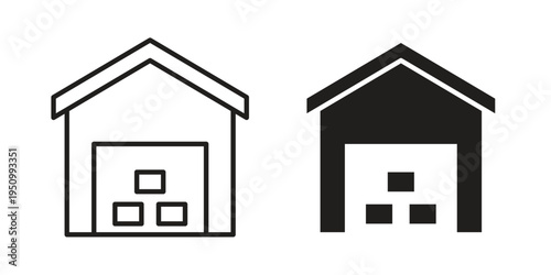 Warehouse icon for web apps, mobile apps. Graphic element illustration