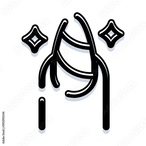 Stylized finger with elegantly long nail receiving a manicure treatment, featuring decorative sparkling elements, representing beauty, care, and fashion trends