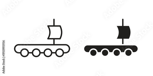 Wood Raft icon for web apps, mobile apps. Graphic element illustration