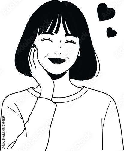 Smiling girl with hearts