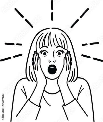 Surprised woman with hands on her face and a shocked expression