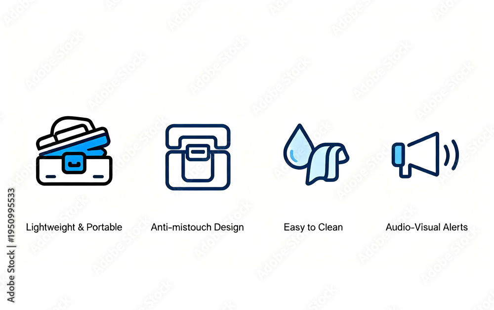 Fototapeta premium Lightweight and portable, anti misoperation, easy to clean, audio-visual alarm, convenient and safe design suitable for aging products, promotional scene for elderly health monitoring equipment. 
