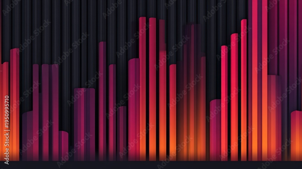 Fototapeta premium Abstract vertical lines in gradient colors on dark background