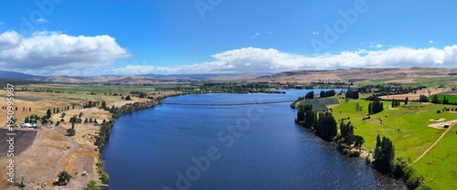 Spectacular aerial photo of Meadowbank Lake on the Derwent River Tasmania Australia