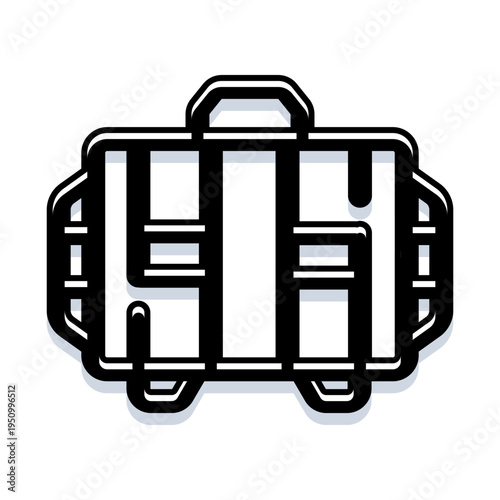 Rolling luggage vector icon presenting a compact suitcase with a handle and wheels, suitable for travel, business trips, and modern transportation concepts