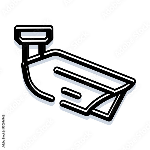 Security camera icon depicting a streamlined bullet camera offering continuous monitoring. Surveillance. And protection for safeguarding premises and ensuring public safety through advanced technology